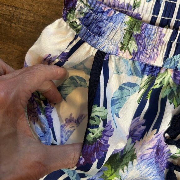 J. Crew Drapey Pull-on Pant in Vintage Purple Floral Stripe Loungewear Size 2 - Picture 8 of 12